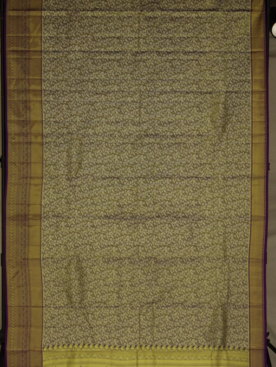 Peach Kanchipuram Inspired Semi Silk Saree with Contrast Border