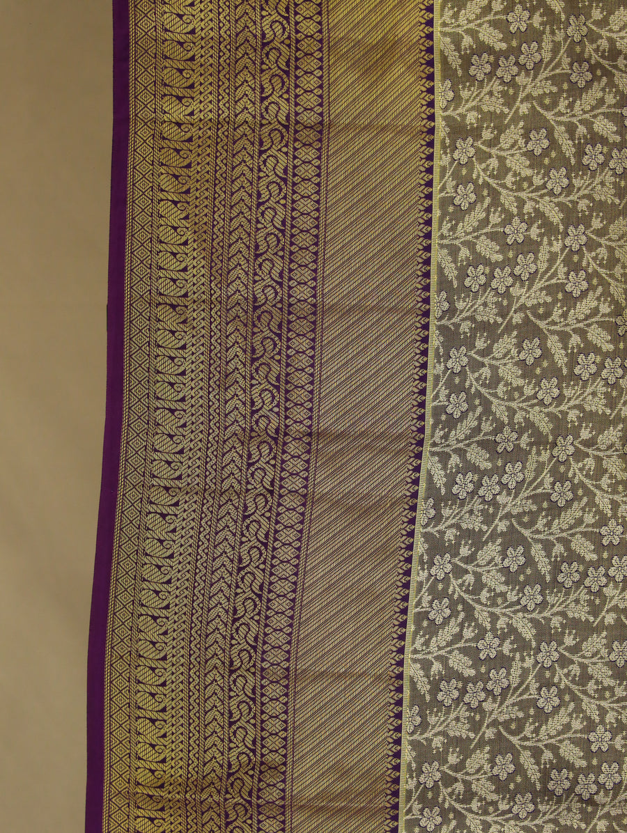 Peach Kanchipuram Inspired Semi Silk Saree with Contrast Border