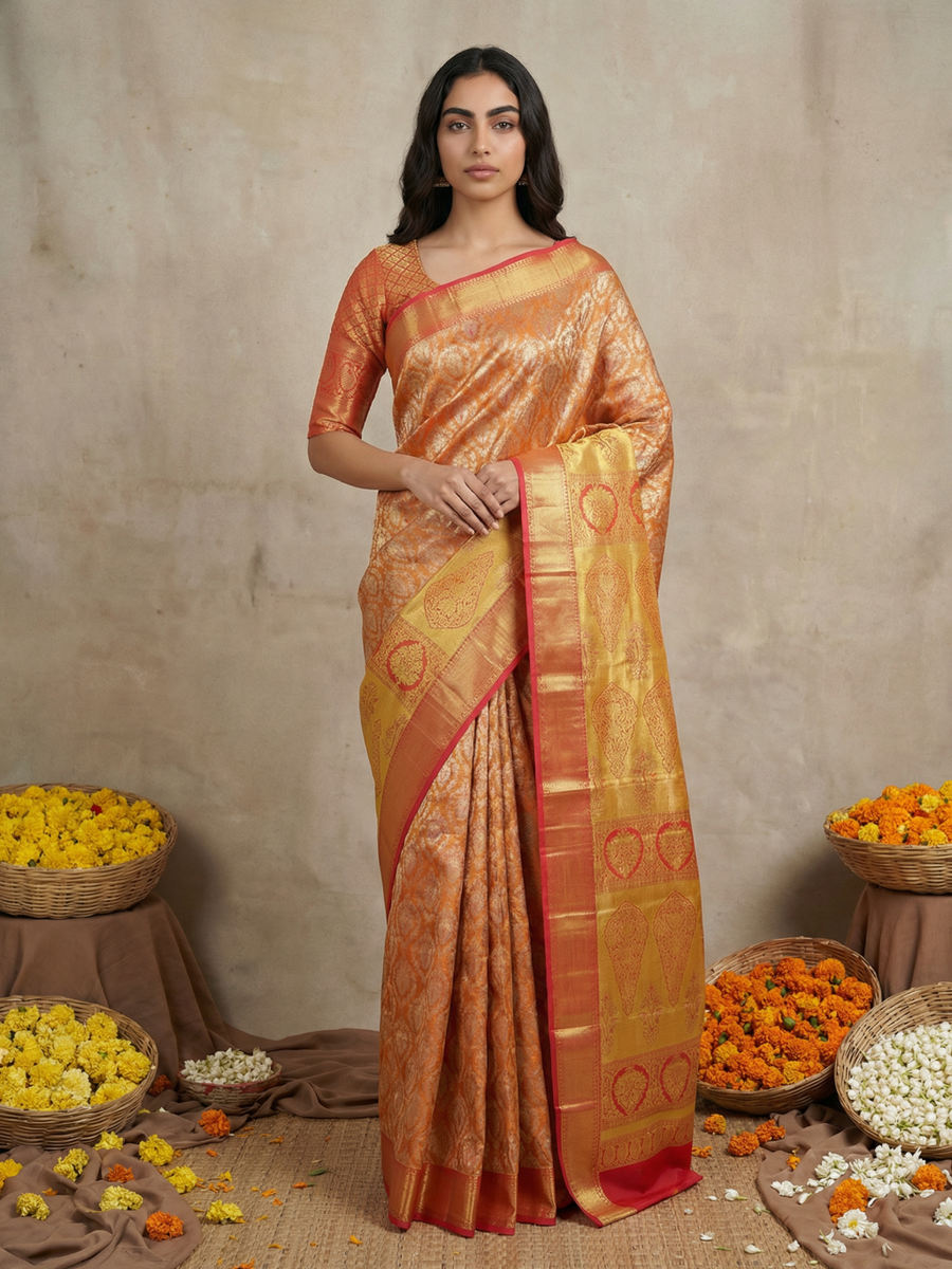 Lime Green Uppada Inspired Semi Silk Saree with Small Self Border