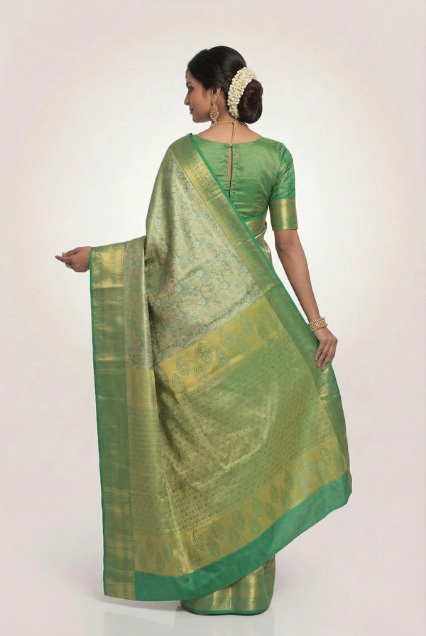 Lime Green Uppada Inspired Semi Silk Saree with Small Self Border