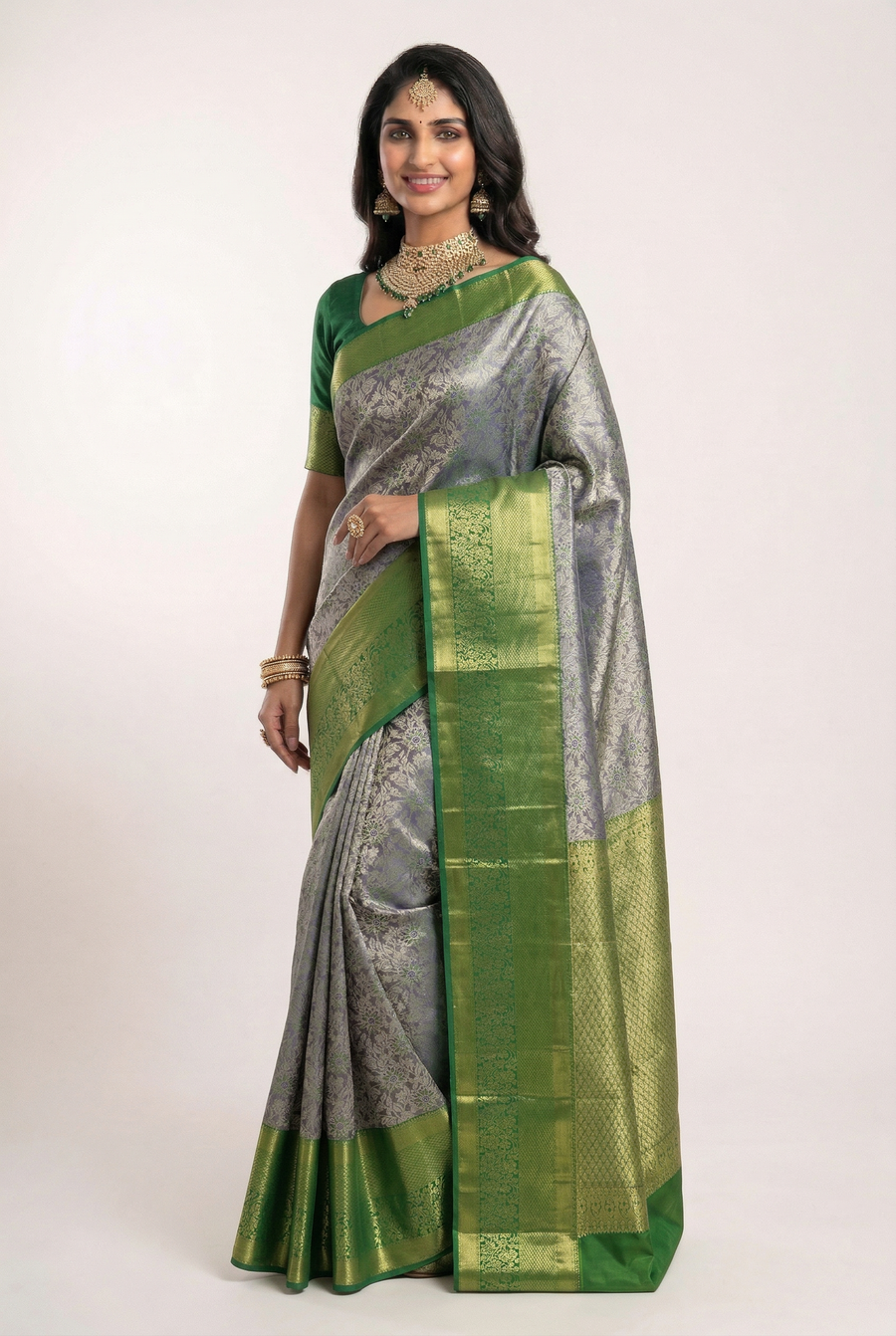 Lime Green Uppada Inspired Semi Silk Saree with Small Self Border
