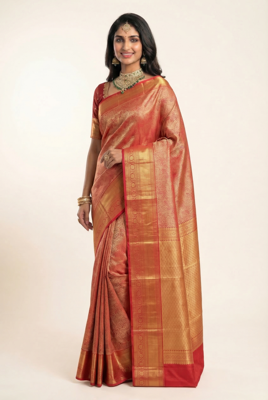 Lavender Kanchipuram Inspired Semi Silk Saree with Contrast Border