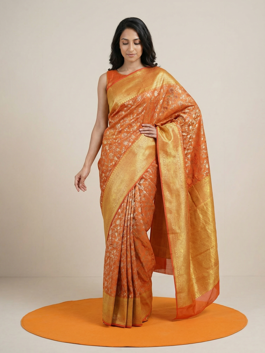 Teal Blue Kanchipuram Inspired Semi Silk Saree with Wide Contrast Border