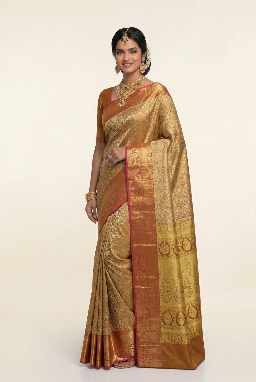 Royal Blue Gadwal Inspired Semi Silk Saree with Wide Contrast Border