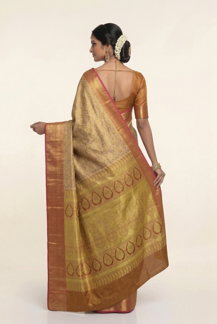 Royal Blue Gadwal Inspired Semi Silk Saree with Wide Contrast Border