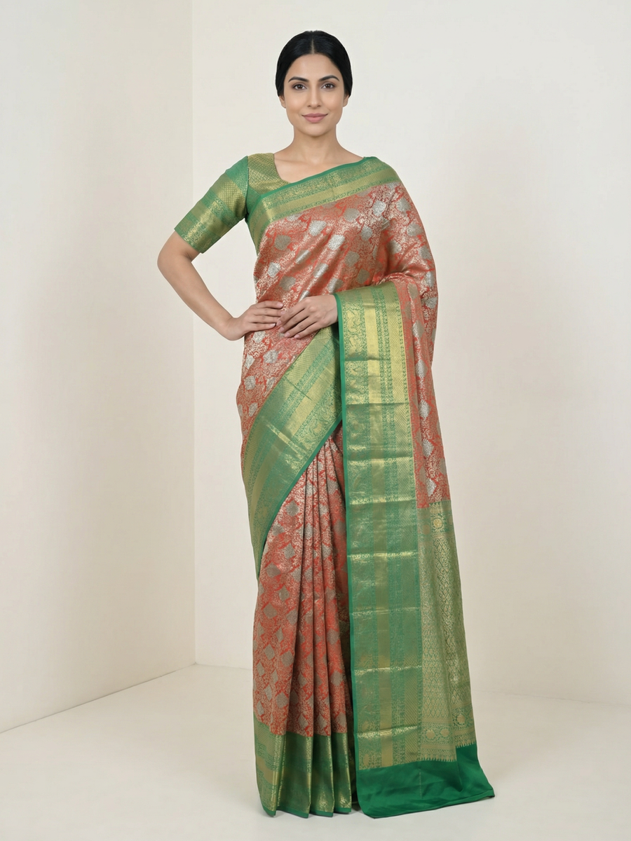 Royal Purple Kanchipuram Inspired Semi Silk Saree with Wide Contrast Border