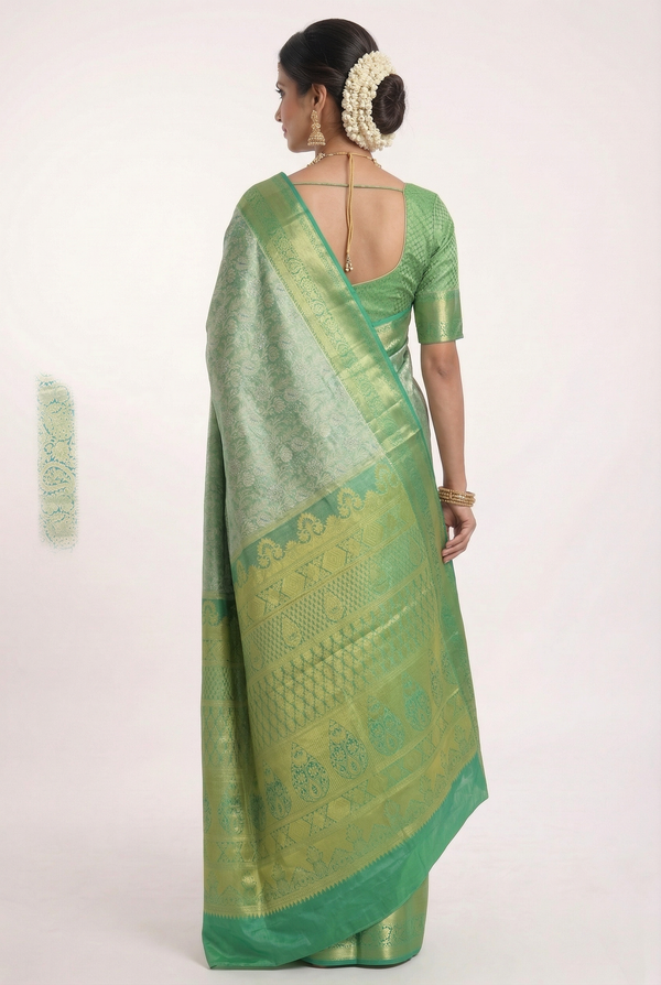 Mustard Yellow Dharmavaram Inspired Semi Silk Saree with Wide Contrast Border