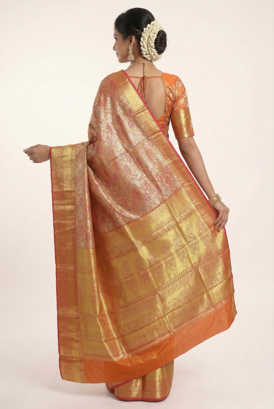 Wine Red Kanchipuram Inspired Semi Silk Saree with Wide Contrast Border