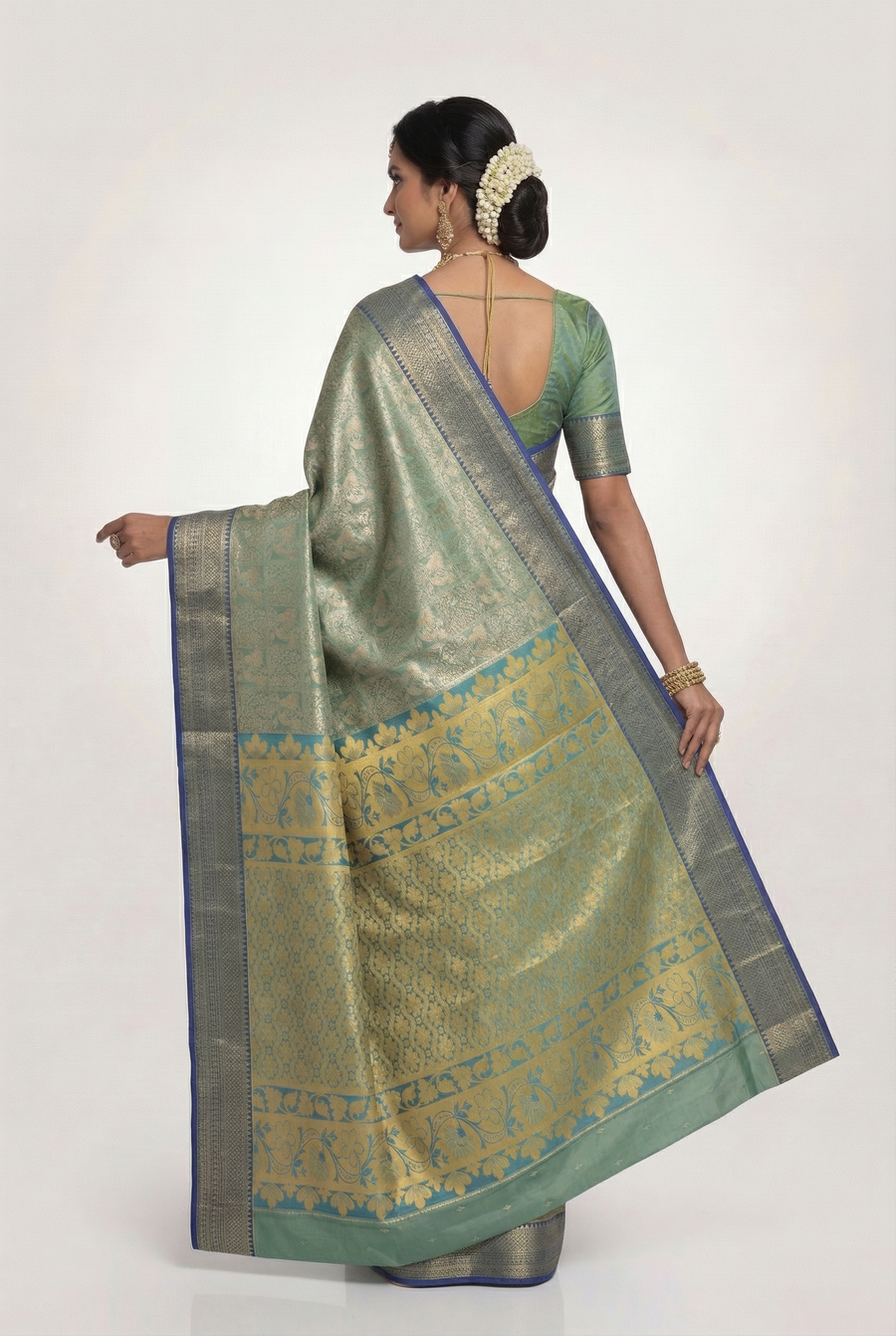 Pink Kanchipuram Inspired Semi Silk Saree with Wide Self Border